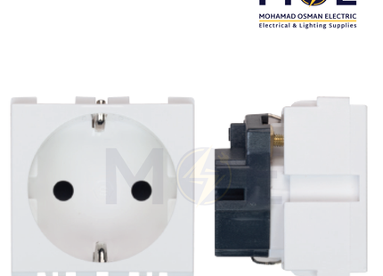 SAS Eco German Standard Socket Sicury Outlet White 2P+E 16A 250V | Eco-50-265 | بريز شوكو امان ابيض