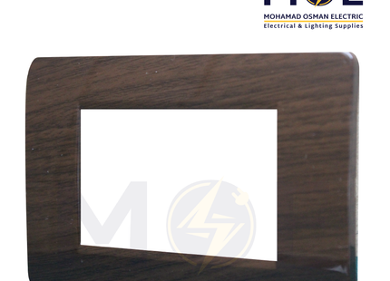SAS Eco Hams Plastic Cover Plate Deluxe Wooden Gloss 3module | Eco-0101-509 | بلاك بلاستيك خشبي لميع