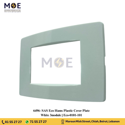 SAS Eco Hams Plastic Cover Plate White 3module | Eco-0101-101