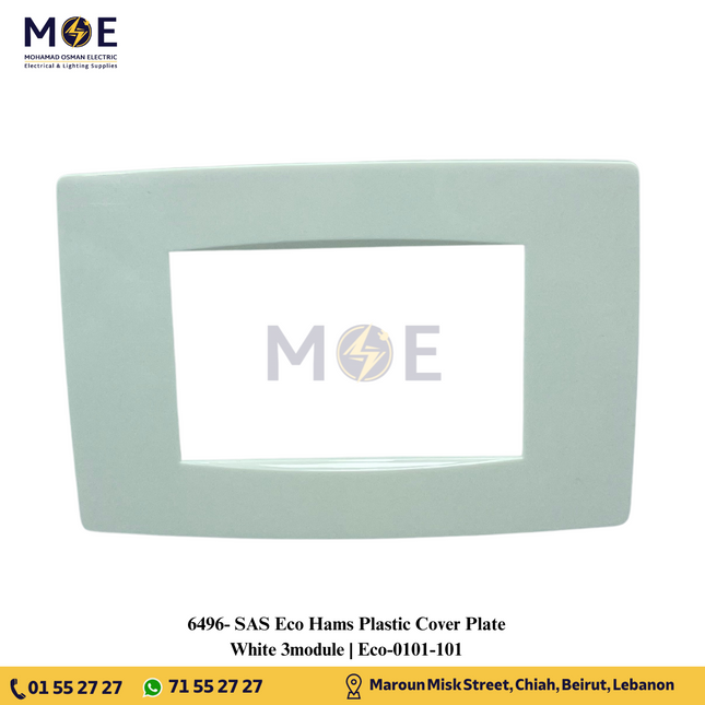 SAS Eco Hams Plastic Cover Plate White 3module | Eco-0101-101