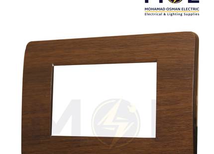SAS Eco Hams Plastic Cover Plate Wooden Brown 3module | Eco-0101-405 | بلاك بلاستيك بني خشبي