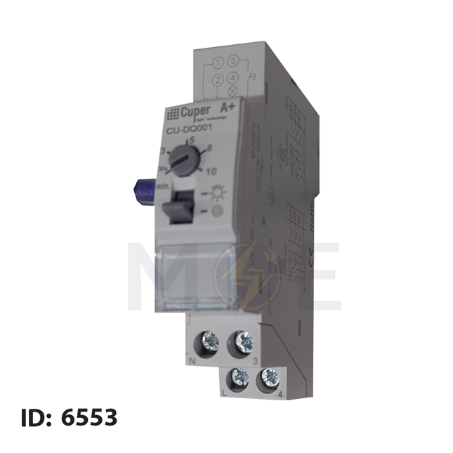 CuperA+ Electromechanical Stair Case Timer Switch Din 30s-10mins 230VAC 16A 1module | CU-DQ001 | تايمر درج على سكة