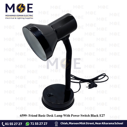 Friend Basic Desk Lamp With Power Switch Black E27