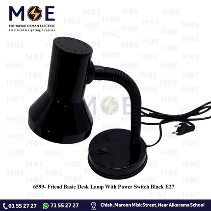 Friend Basic Desk Lamp With Power Switch Black E27