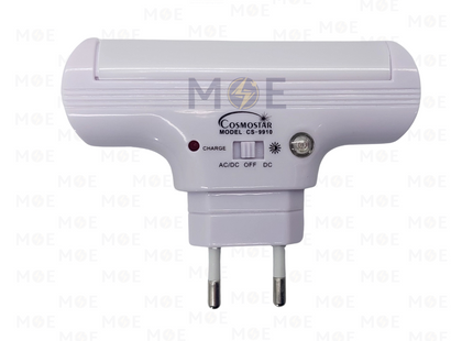 COSMOSTAR Rechargeable LED Emergency Night Lamp with Sensor and Circuit Breaker 10 LED | CS-9910 | لمبة ليد تشريج فيش