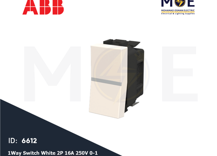 ABB 1Way Switch White 2P 16A 250V 0-1 | N2101.2 BL | مفتاح مفرد خطين ابيض