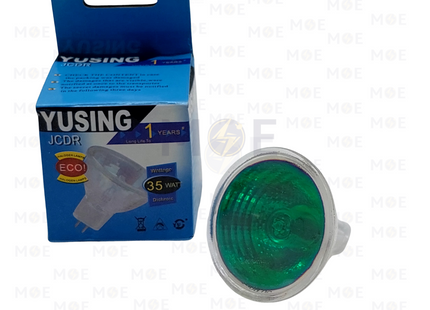 Yusing Halogen Spot Lamp Green GU5.3 MR16 35W | JCDR | لمبة سبوت هالوجين اخضر