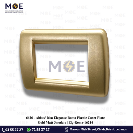 Abbas/ Idea Elegance Roma Plastic Cover Plate Gold Matt 3module | Elg-Roma-16214