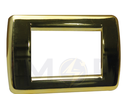 Abbas/ Idea Elegance Roma Plastic Cover Plate Gold Reflex 3module | Elg-Roma-16215 | بلاك بلاستيك ذهبي لميع
