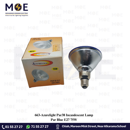 Azurelight Par38 Incandescent Lamp Par Blue E27 75W