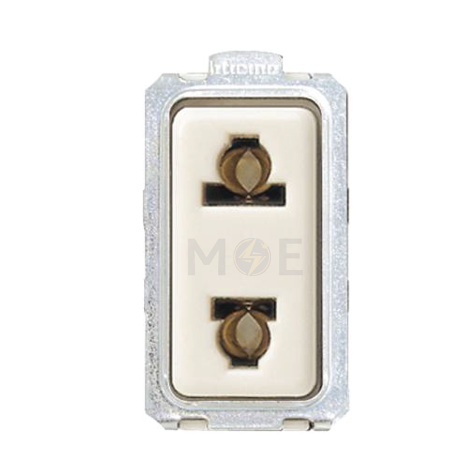 Bticino Magic Euro American Standard Socket Outlet White 2P 16A 250V | 5025R | بريز امريكي اوروبي ابيض