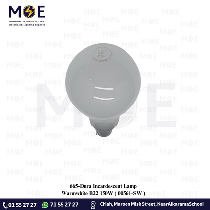 Dura Incandescent Lamp Warmwhite B22 150W | 00561-SW