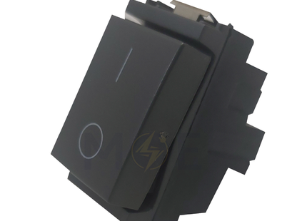 Glamour 1Way Switch Gray 2P 20A 250V 0-1 | 16016 | مفتاح مفرد خطين رمادي اسود