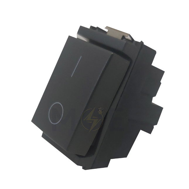 Glamour 1Way Switch Gray 2P 20A 250V 0-1 | 16016 | مفتاح مفرد خطين رمادي اسود