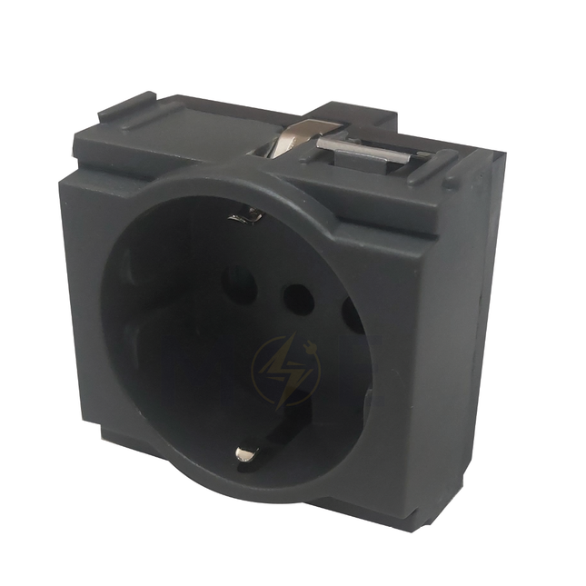 Glamour German Standard Socket Outlet Gray 16A 250V | G21030 | بريز شوكو رمادي غامق اسود