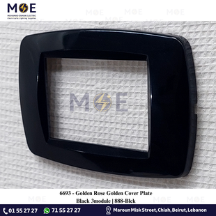 Golden Rose Golden Cover Plate Black 3module | 888-Blck | بلاك بلاستيك اسود