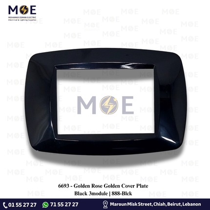 Golden Rose Golden Cover Plate Black 3module | 888-Blck