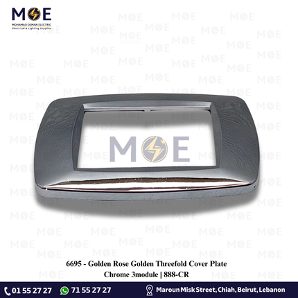 Golden Rose Golden Threefold Cover Plate Chrome 3module | 888-CR