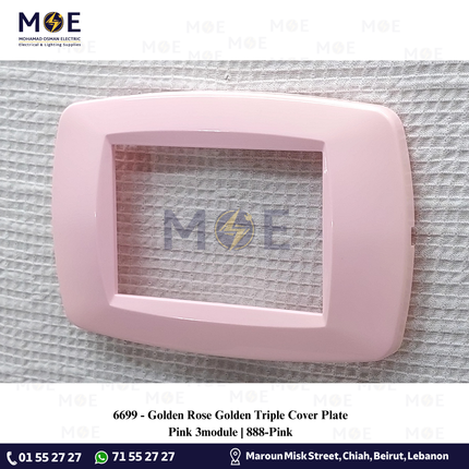 Golden Rose Golden Triple Cover Plate Pink 3module | 888-Pink