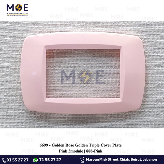 Golden Rose Golden Triple Cover Plate Pink 3module | 888-Pink