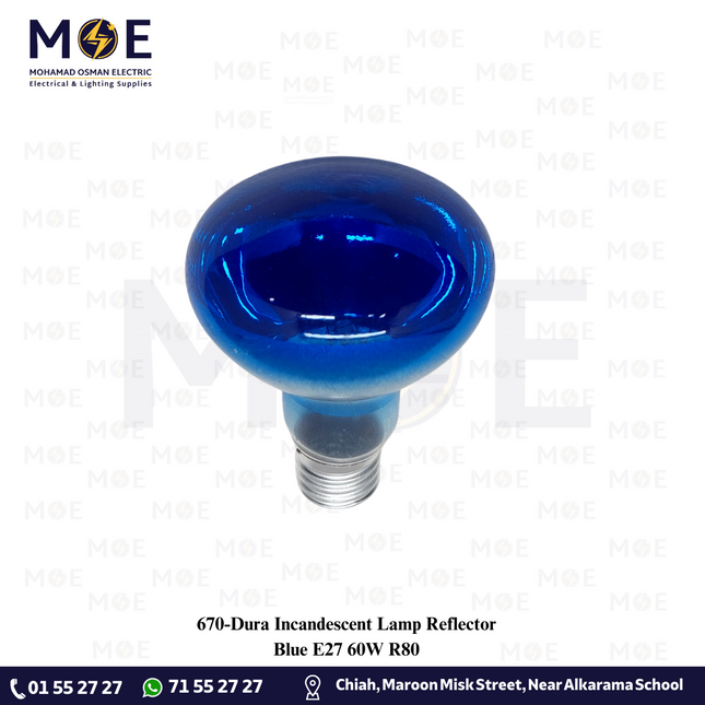 Dura Incandescent Lamp Reflector Blue E27 60W R80 | 736