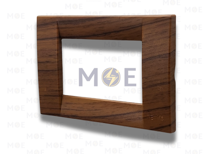 NewVS/ Idea Cover Plate Matt Walnut Wood 3module | IDEA-Walnut Wood-2 | بلاك بلاستيك خشب جوز مات زاوية