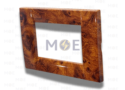 NewVS/ Idea Cover Plate Polished Cherry Wood 3module | IDEA-Cherry Wood-3 | بلاك بلاستيك كرز لميع زاوية