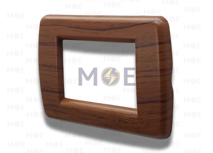 NewVS/ Idea Cover Plate Polished Matt Walnut Wood Rondo 3module | IDEA-Walnut Wood-1 | بلاك بلاستيك خشب جوز مات روندو