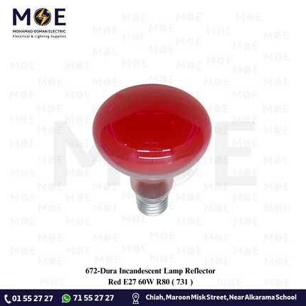 Dura Incandescent Lamp Reflector Red E27 60W R80 | 731