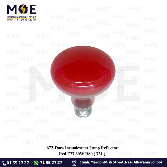 Dura Incandescent Lamp Reflector Red E27 60W R80 | 731