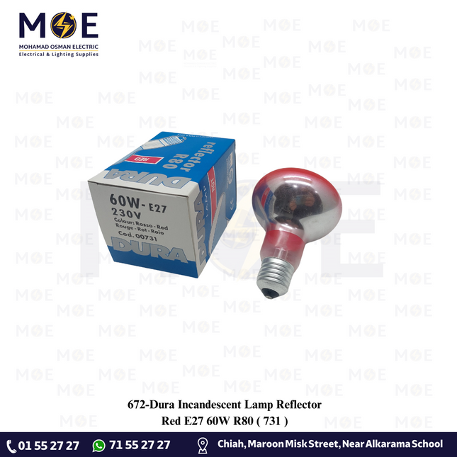 Dura Incandescent Lamp Reflector Red E27 60W R80 | 731