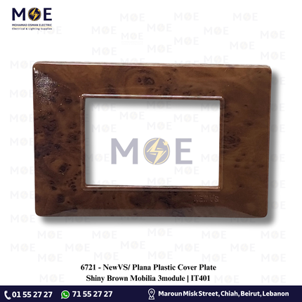 NewVS/ Plana Plastic Cover Plate Shiny Brown Mobilia 3module | IT401