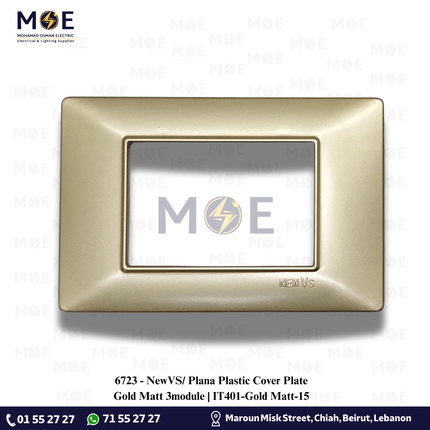 NewVS/ Plana Plastic Cover Plate Gold Matt 3module | IT401-Gold Matt-15