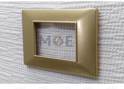 NewVS/ Plana Plastic Cover Plate Gold Matt 3module | IT401-Gold Matt-15 | بلاك بلاستيك ذهبي ناشف