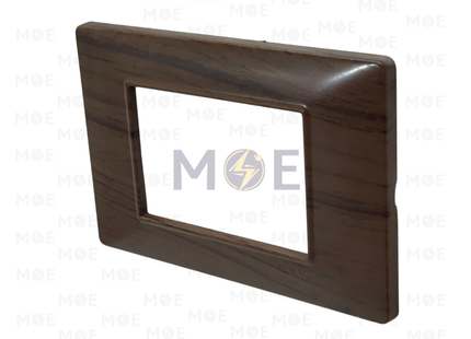 NewVS/ Plana Plastic Cover Plate Matt Walnut Wood 3module | IT401 | بلاك بلاستيك خشب جوز ناشف