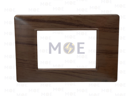 NewVS/ Plana Plastic Cover Plate Matt Walnut Wood 3module | IT401 | بلاك بلاستيك خشب جوز ناشف