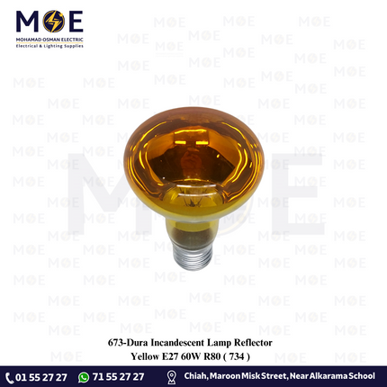 Dura Incandescent Lamp Reflector Yellow E27 60W R80 | 734