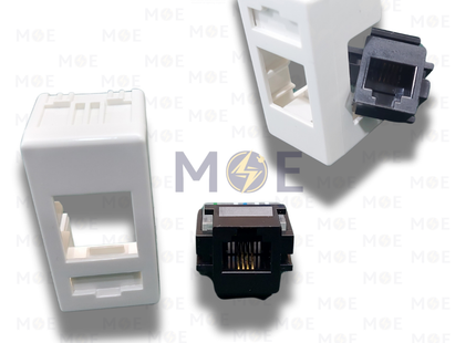 System/ Gewiss RJ11 Cat3 phone Jack | Telephone Socket White | RJ11-Cat3-White | بريز تلفون ابيض