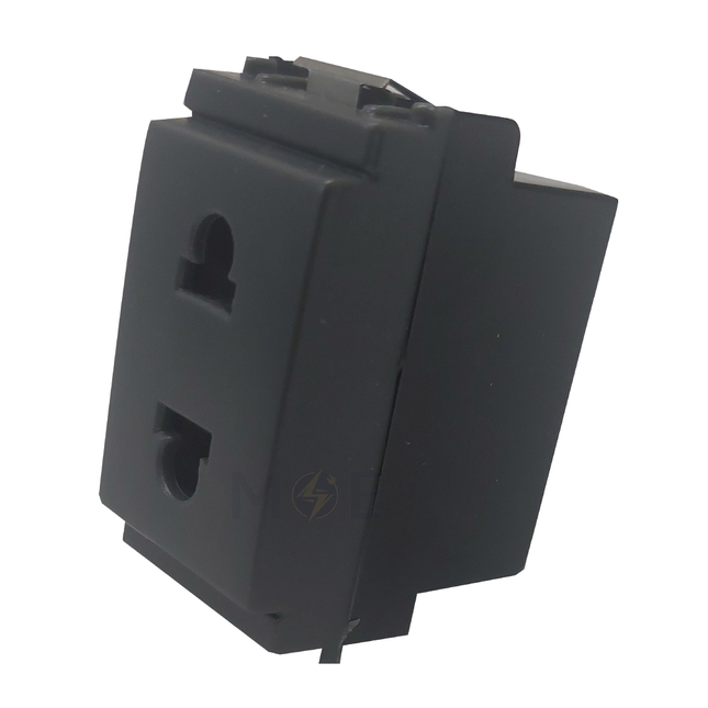 Piccozzo Euro American Standard Socket Outlet Gray 2P+E 16A 250V | 09867 | بريز امريكي اوروبي رمادي اسود