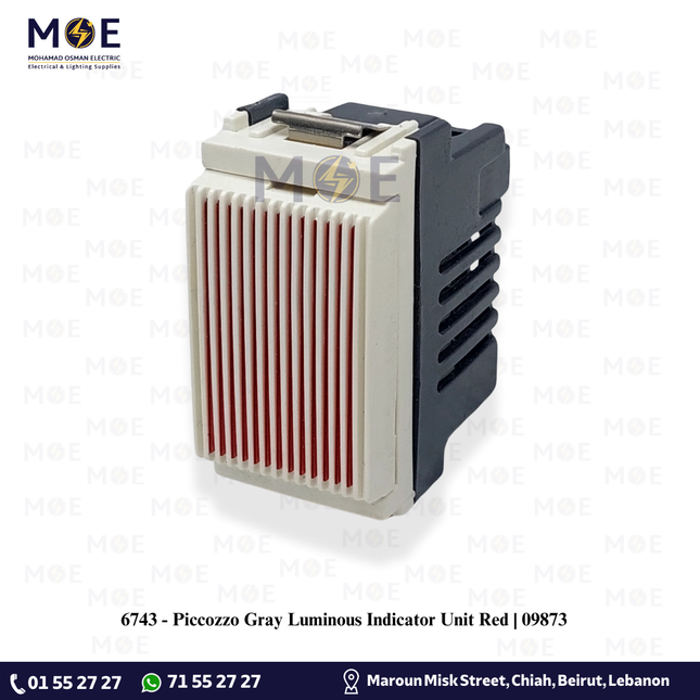 Piccozzo Gray Luminous Indicator Unit Red | 09873 | لمبة اشارة ابيض ضو احمر
