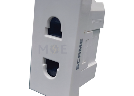 Scame Evolve Euro American Standard Socket Outlet White 2P 16A 250V | 109.6422.W | بريز امريكي اوروبي ابيض
