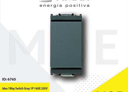 Vimar Idea 1Way Switch Gray 1P 16AX 250V | 16001 | مفتاح مفرد رمادي اسود