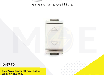 Vimar Idea 2Way Center Off Push Button White 1P 10A 250V | 16150.B | كباس ستور ابيض