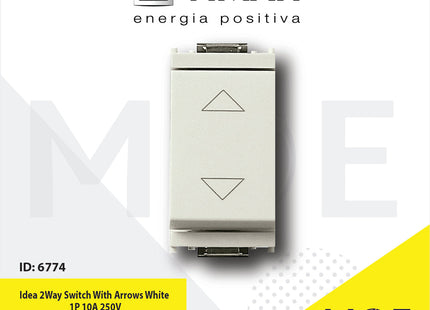 Vimar Idea 2Way Switch With Arrows White 1P 10A 250V | 16140.B | مفتاح ستور ابيض