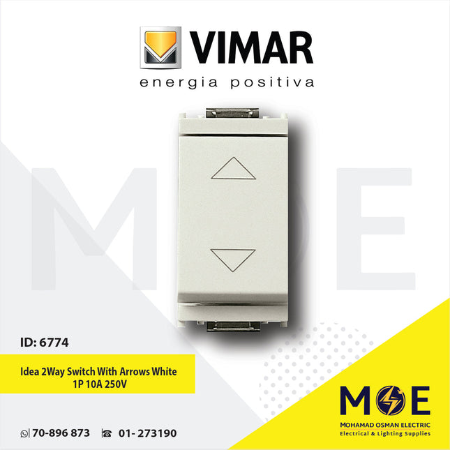 Vimar Idea 2Way Switch With Arrows White 1P 10A 250V | 16140.B | مفتاح ستور ابيض