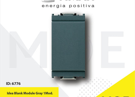 VIMAR Idea Blank module Gray 1module | 16542 | سدة مفردة رمادي اسود