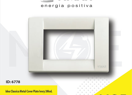 Vimar Idea Classica Metal Cover Plate Ivory 3module | 16733.10 | بلاك معدن عاجي