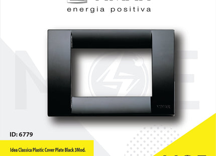 Vimar Idea Classica Plastic Cover Plate Black 3module | 16743.16 | بلاك بلاستيك اسود