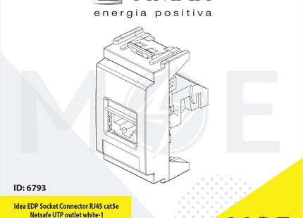 Vimar Idea EDP Data Socket Connector RJ45 cat5e Netsafe UTP outlet white | 16358.8.B | بريز داتا ابيض