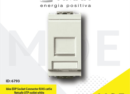 Vimar Idea EDP Data Socket Connector RJ45 cat5e Netsafe UTP outlet white | 16358.8.B | بريز داتا ابيض
